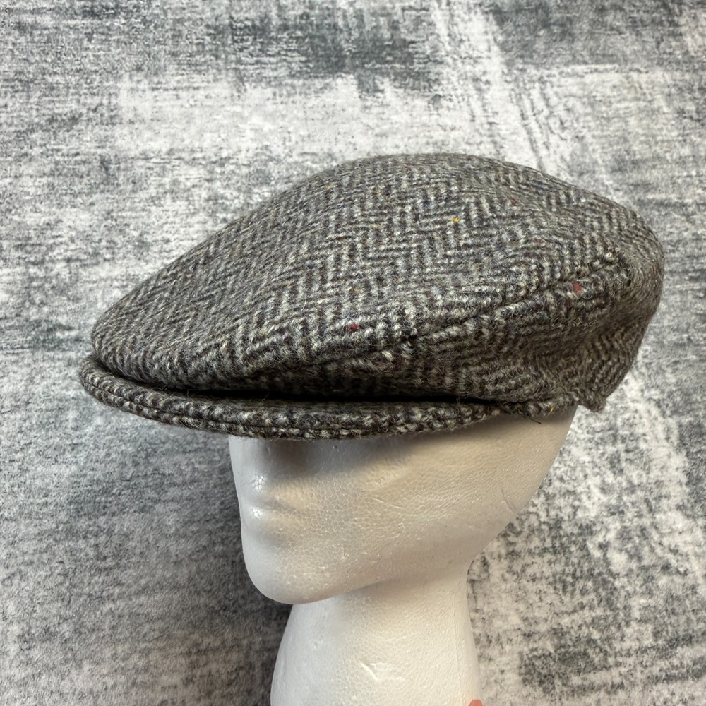 VTG Hanna Hats Flat Cap Large Herringbone Donegal Tweed Newsboy Scally Driver